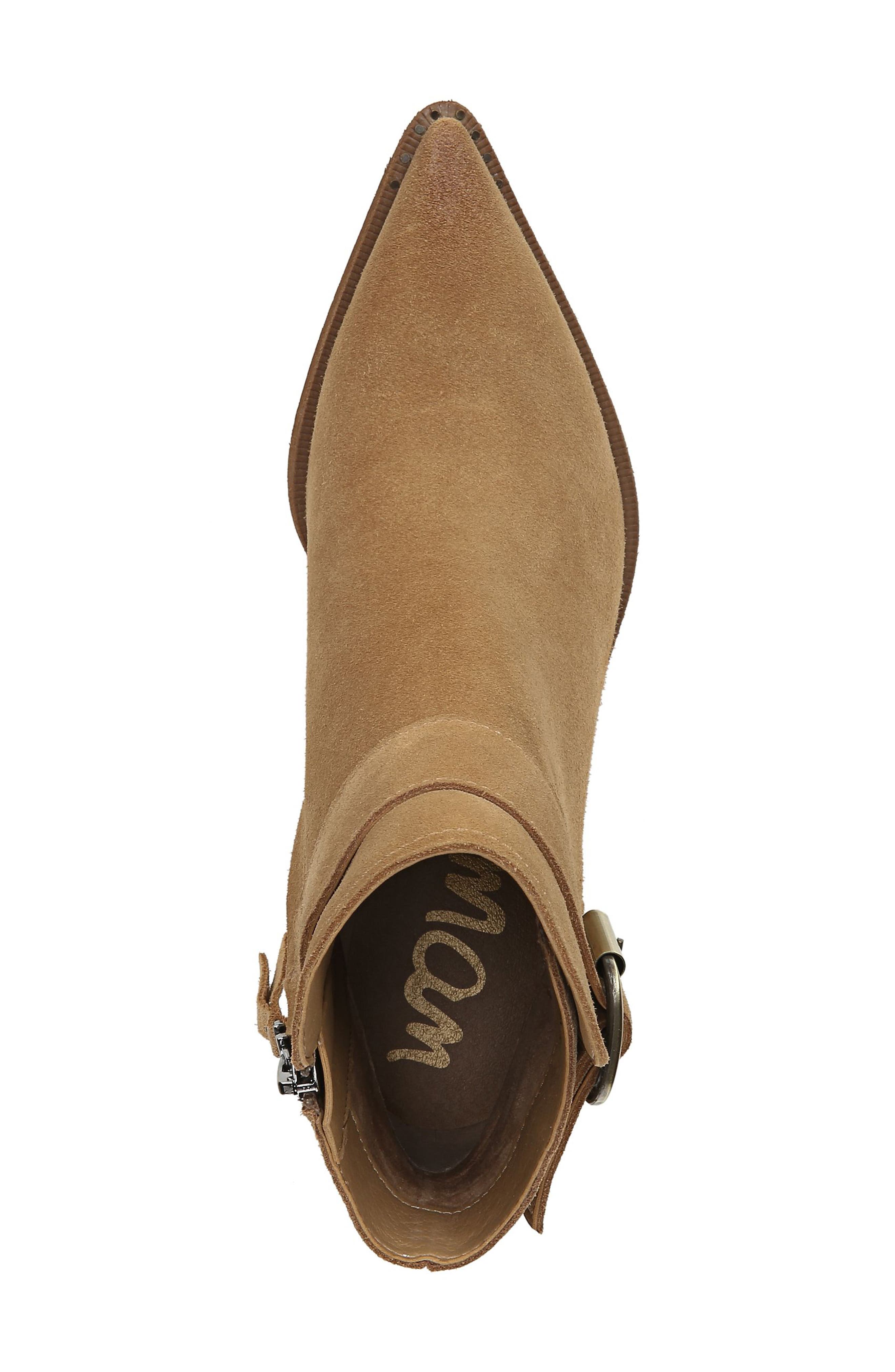 Leonia Pointed Toe Bootie, Alternate, color, GOLDEN CARAMEL SUEDE