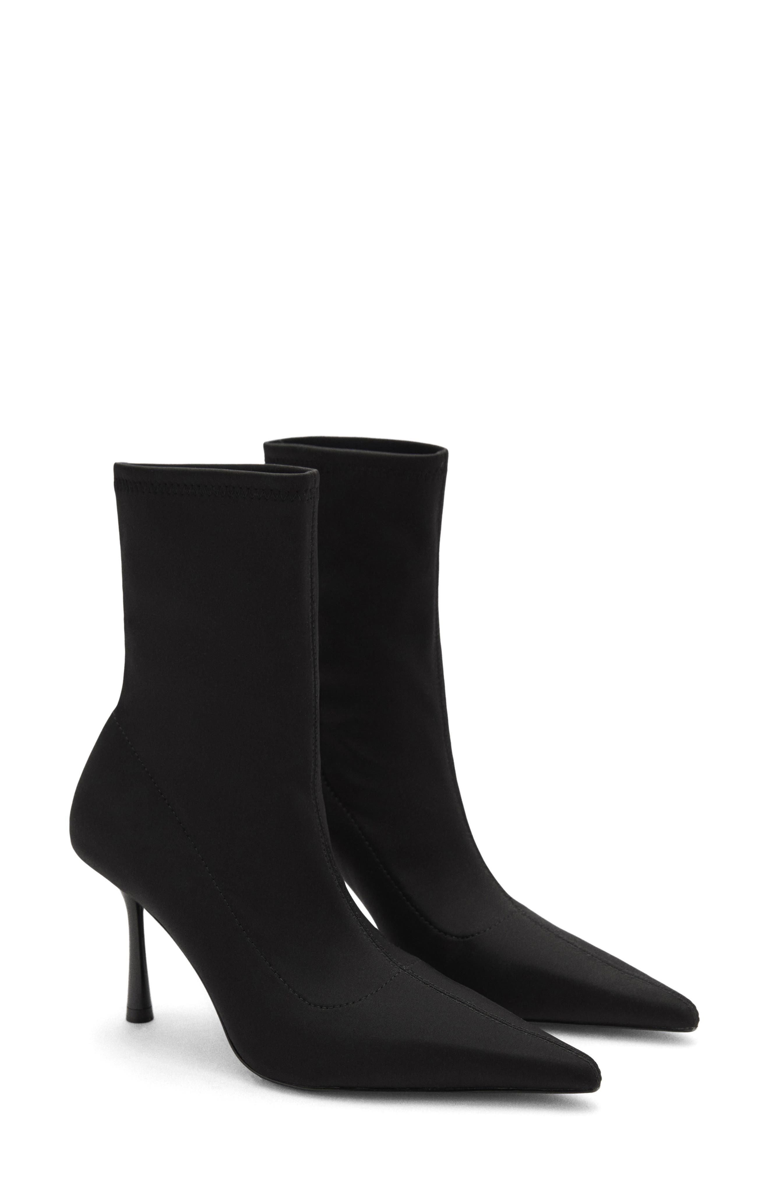 MANGO Pointed Toe Bootie, Main, color, Black