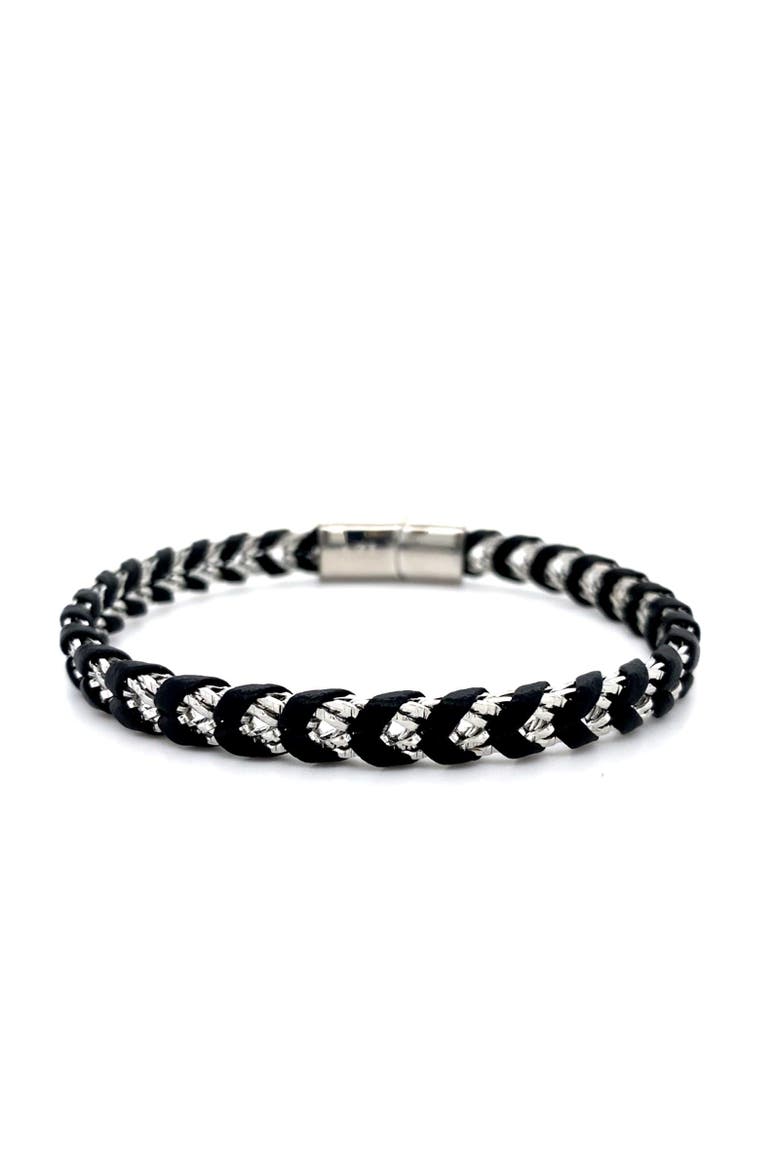 Ollie Braid Men's Cuff, Main, color, Black/Silver