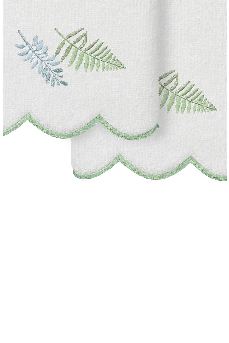 Fern Toss Scallop Pack of 2 Hand Towels, Alternate, color, WHITE/ GREEN