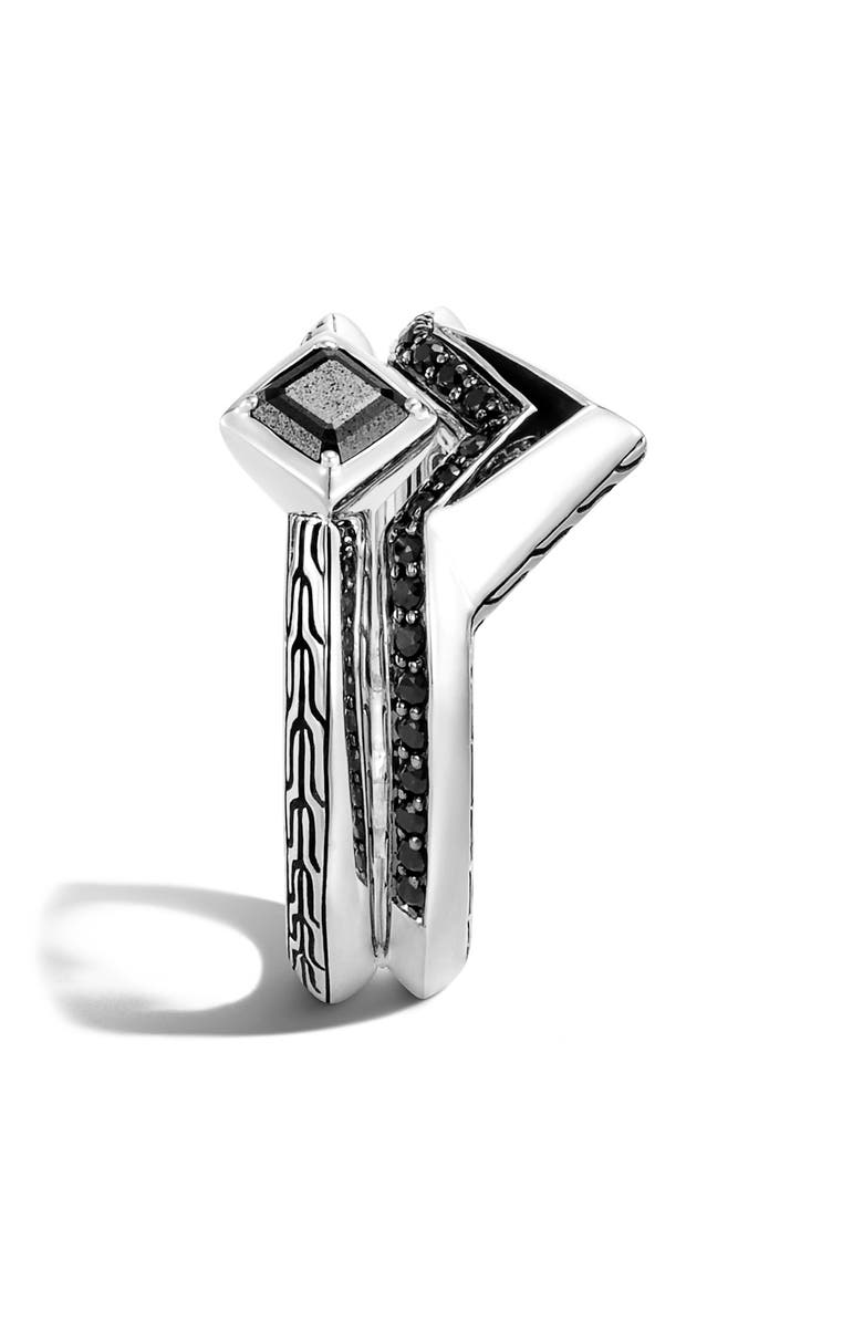 John Hardy Set of 2 Tiga Black Sapphire Stacking Rings, Alternate, color, 