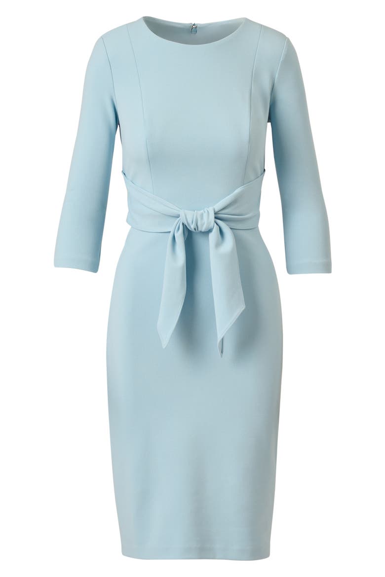 Tie Waist Crepe Sheath Dress, Alternate, color, BLUE MIST