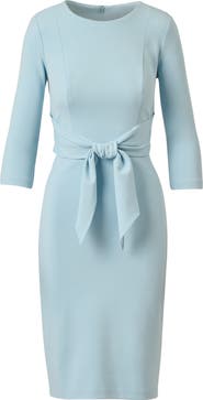 Adrianna Papell Tie Waist Crepe Sheath Dress