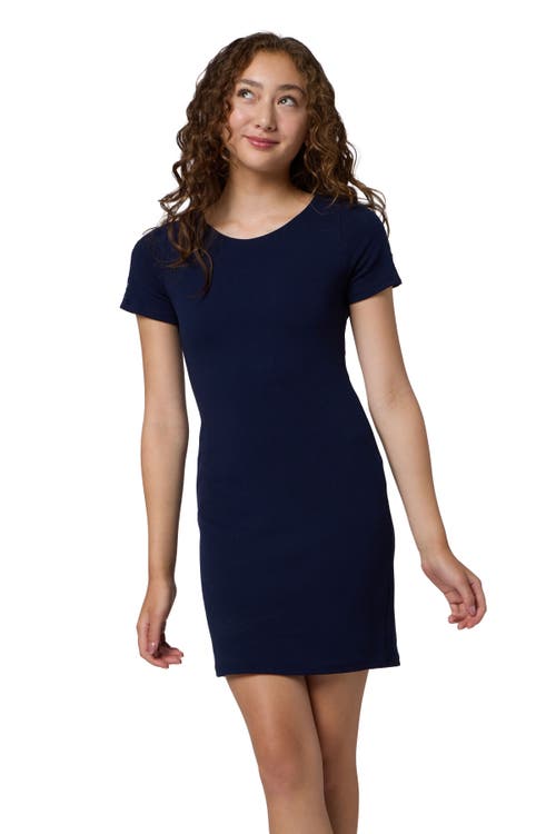 Un Deux Trois Short Sleeve Dress With Sleeve Insert In Blue