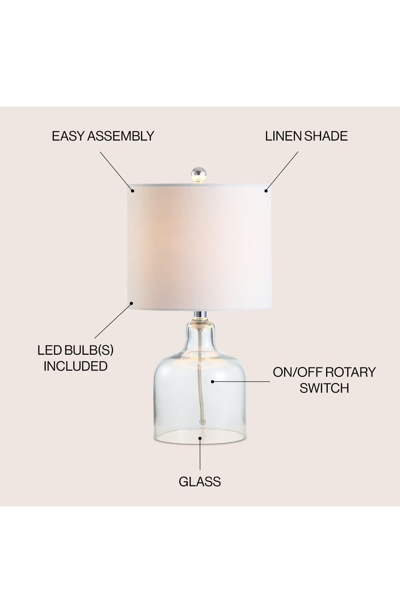 JONATHAN Y Gemma Glass Bell LED Table Lamp, Alternate, color, Clear