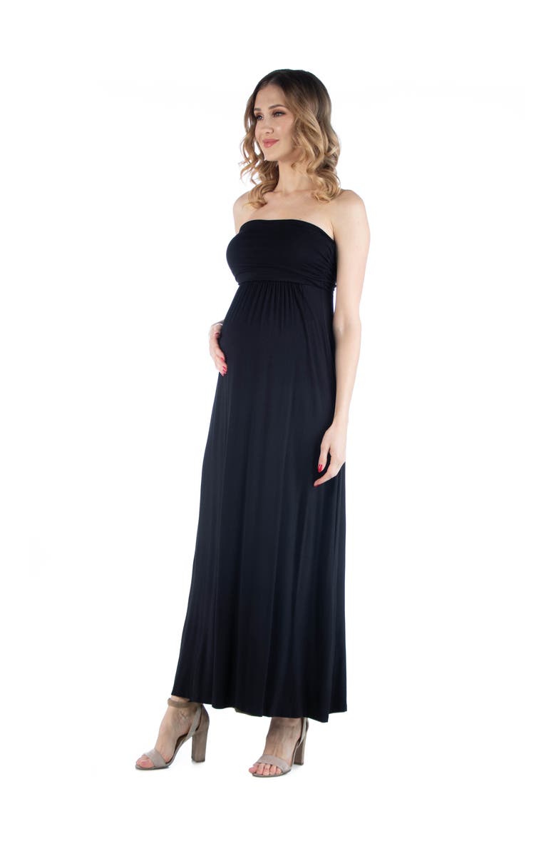 24seven Comfort Apparel Maternity Sleeveless Empire Waist Maxi Dress, Alternate, color, Black
