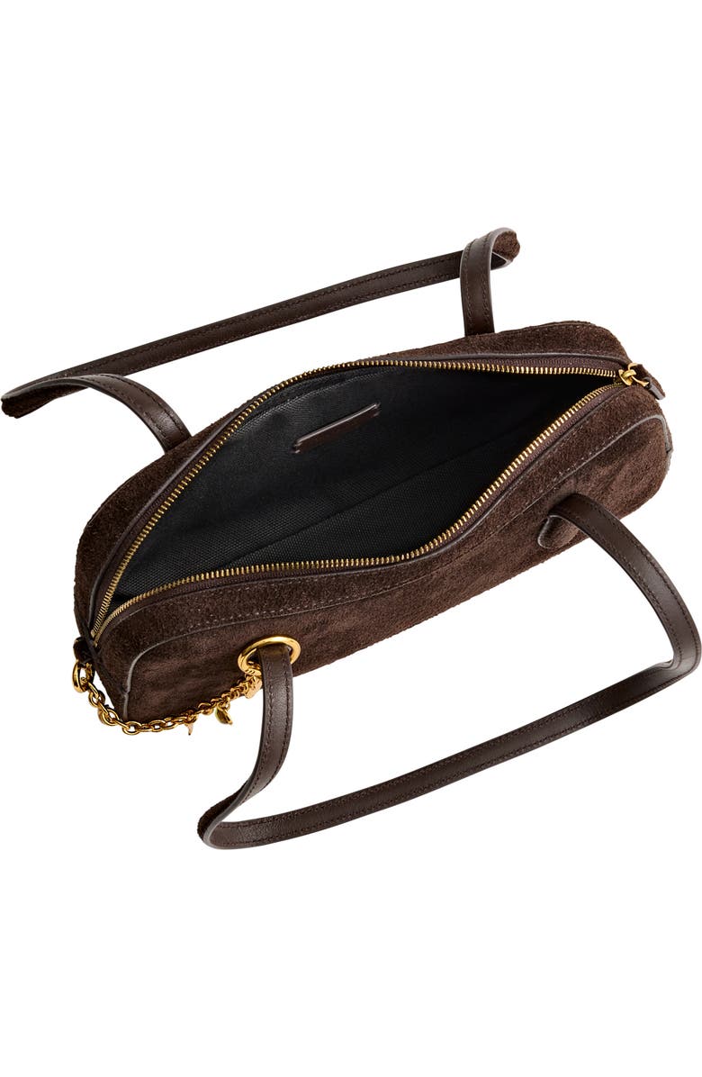 Madewell The Suede Top Zip Mini Shoulder Bag, Alternate, color, Dark Carob