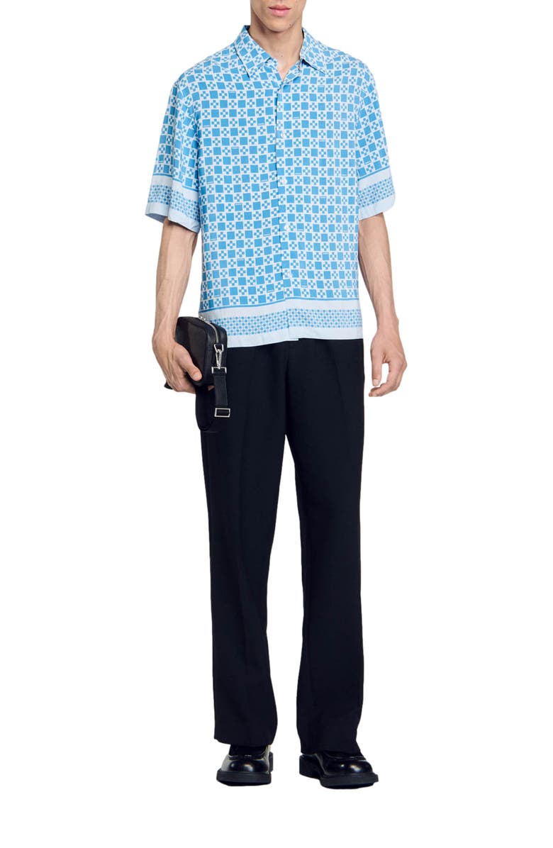 SANDRO Square cross motif flowing shirt, Alternate, color, 