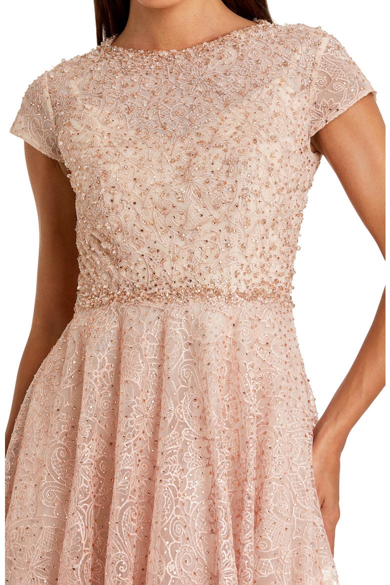 Embellished Cap Sleeve A-Line Dress, Alternate, color, Blush