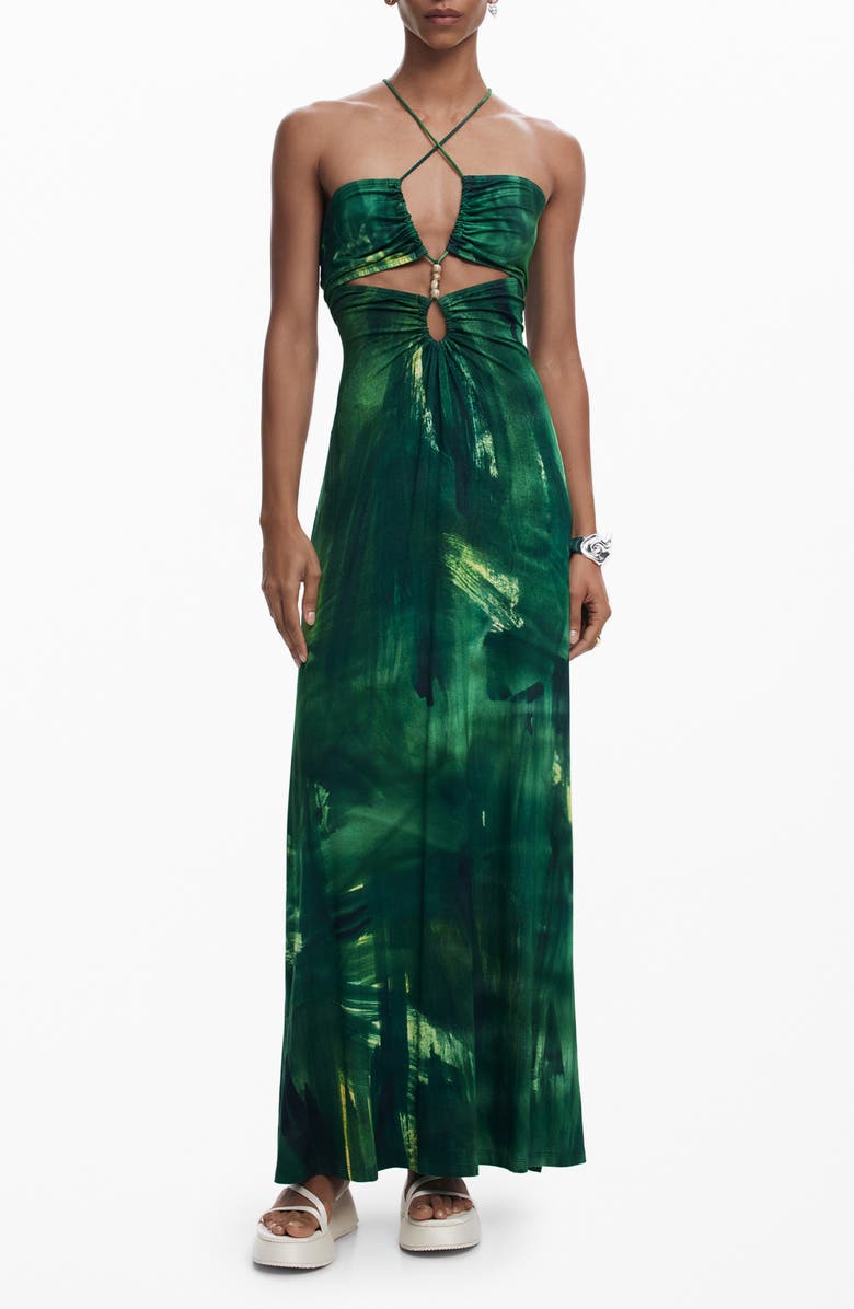 Desigual Cutout Maxi Dress, Main, color, 