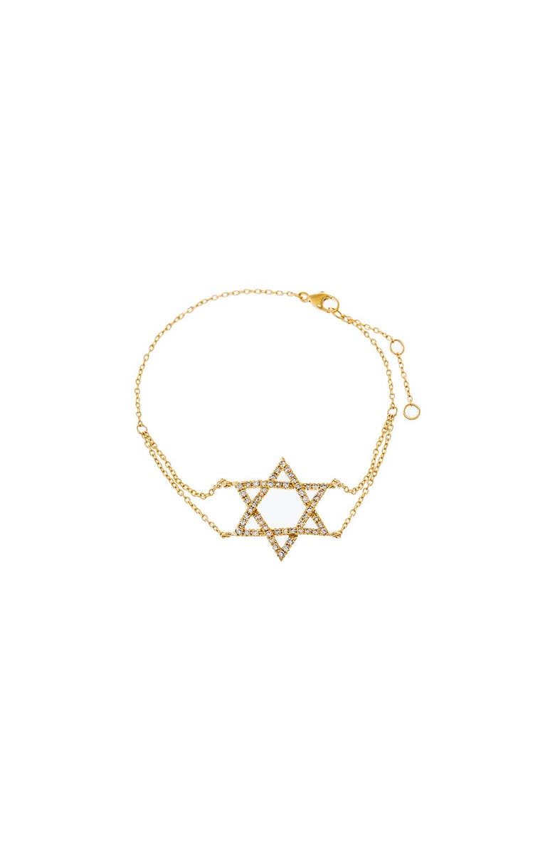 BY ADINA EDEN Diamond Pave Star Of David Double Chain Bracelet 14K, Main, color, 14K Gold