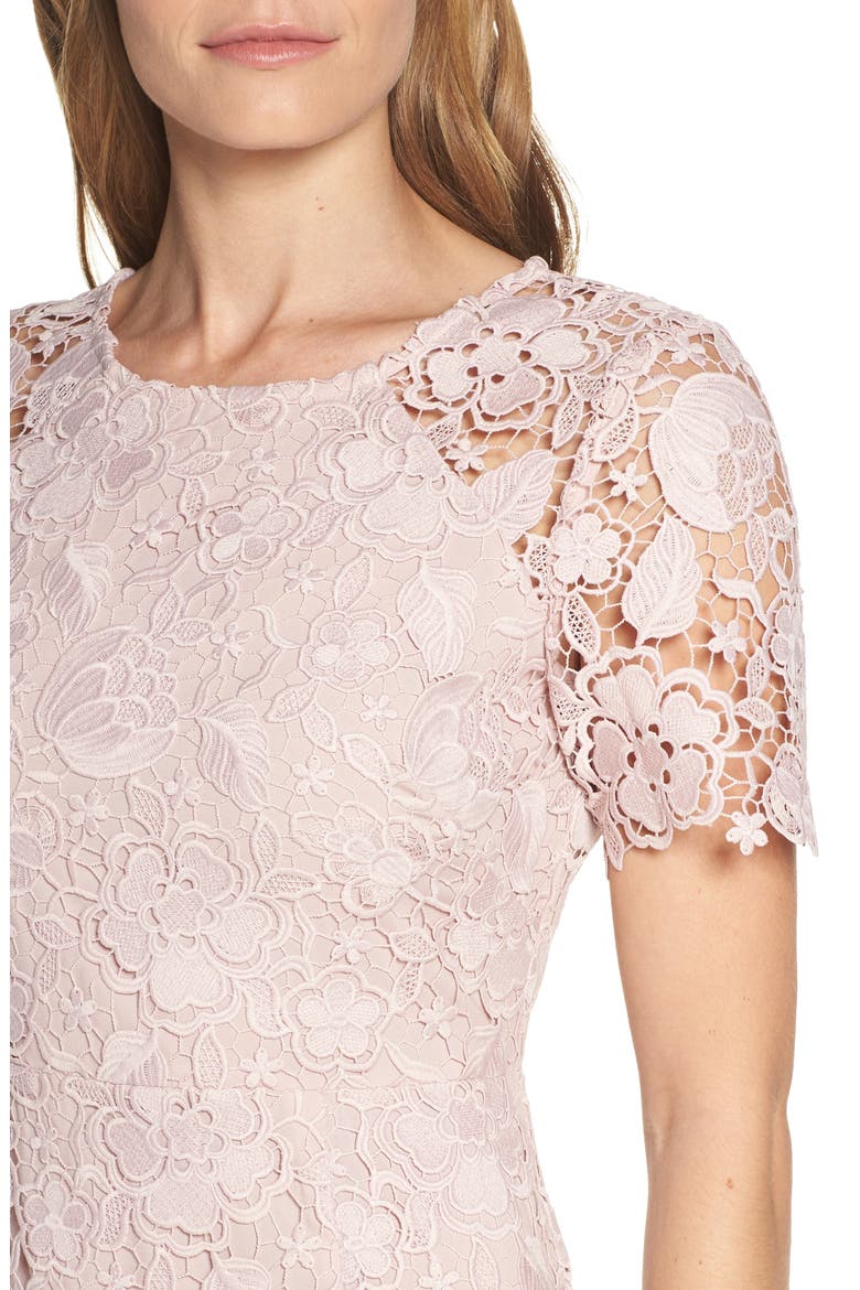 Embroidered Lace Sheath Dress, Alternate, color, NUDE