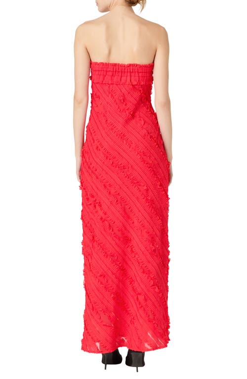 Endless Rose Ruffle Strapless Maxi Dress In Red