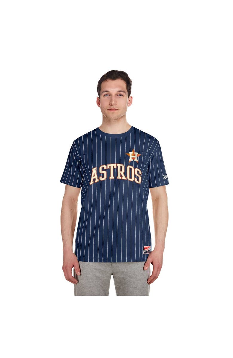New Era Men's New Era Navy Houston Astros Throwback Pinstripe T-Shirt, Alternate, color,