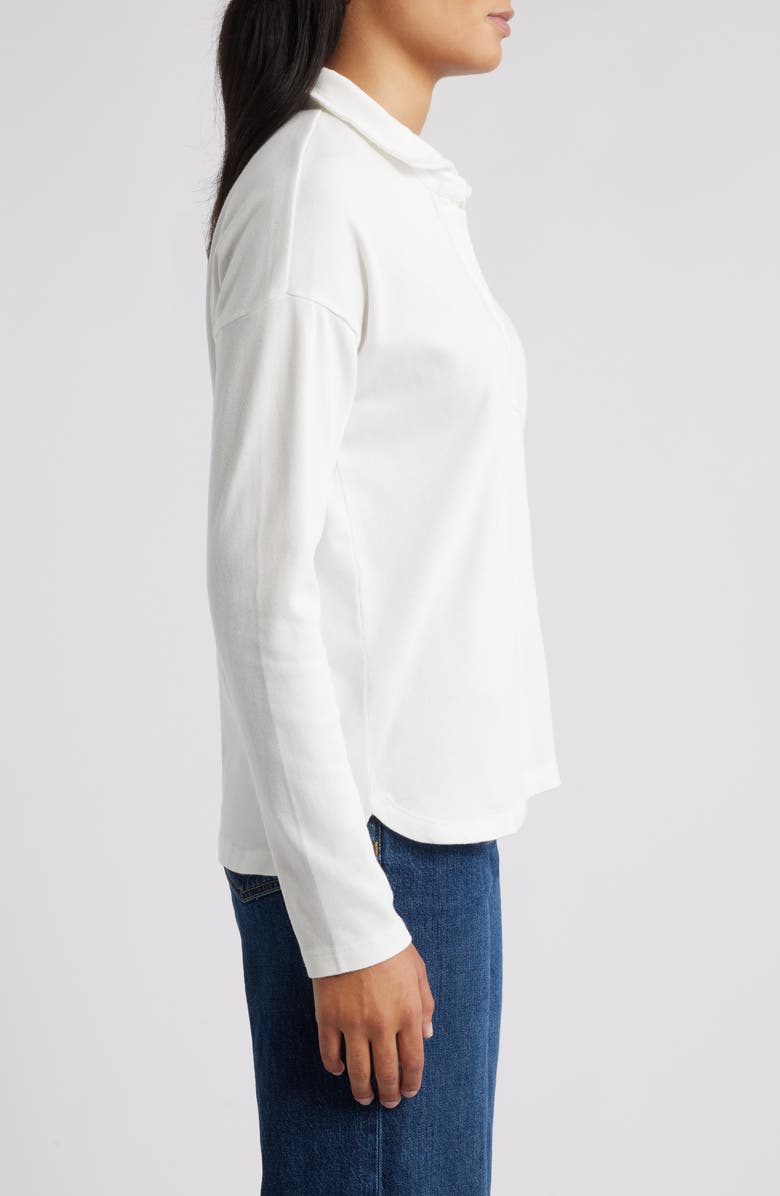 NZT by NIC+ZOE Easy Long Sleeve Cotton Polo, Alternate, color, Paper White