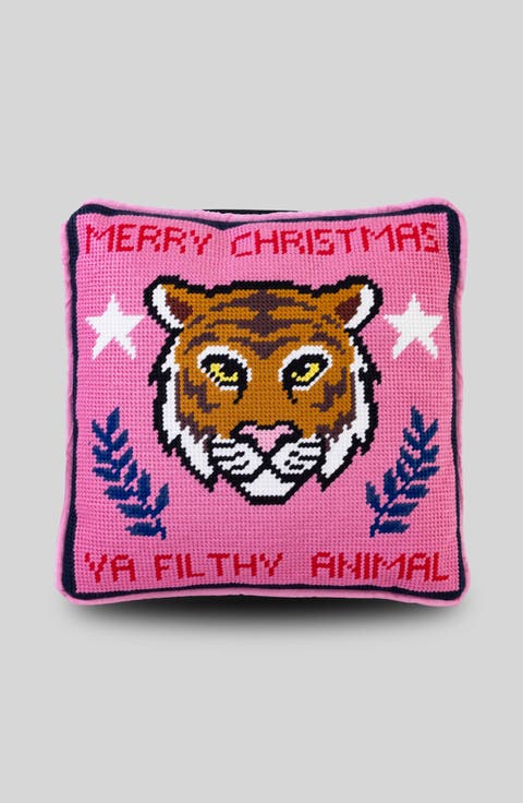 Filthy Animal Needlepoint Pillow