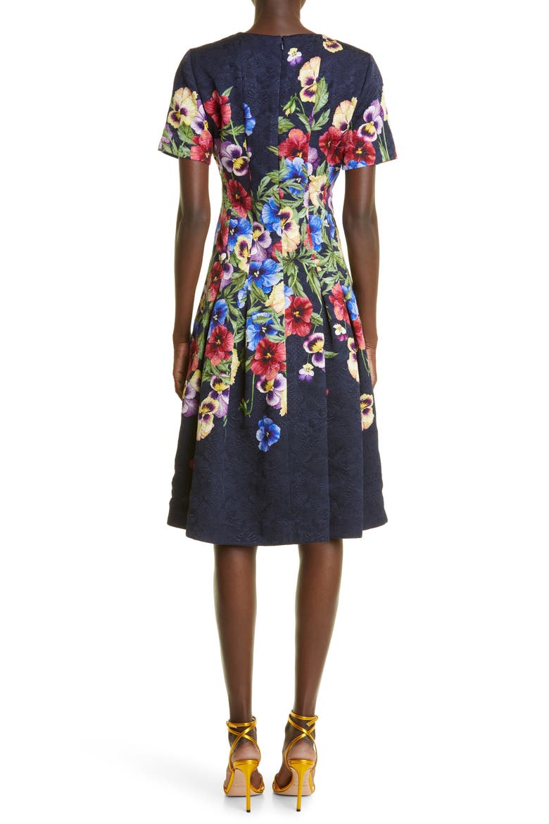 Pansy Jacquard Fit & Flare Dress, Alternate, color, NAVY MULTI