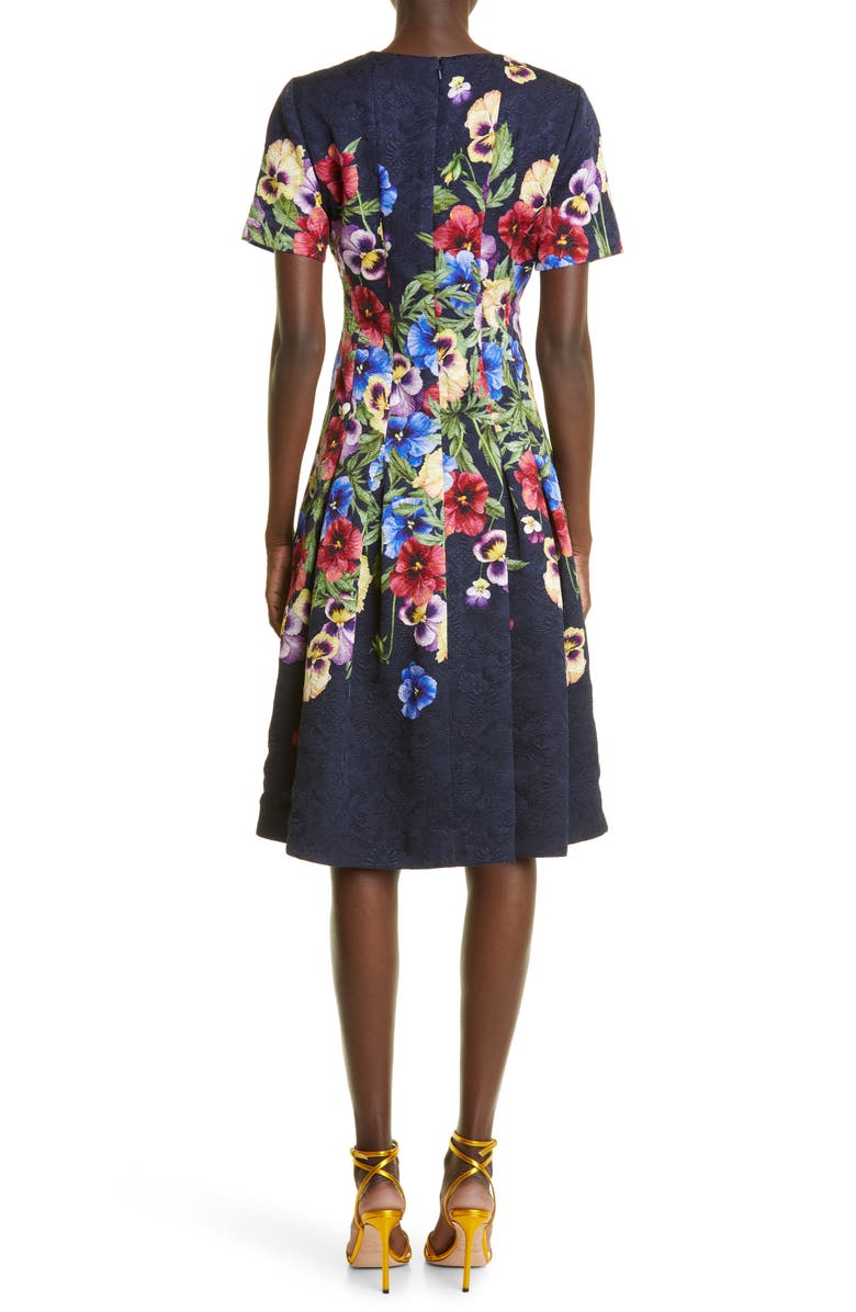 Oscar de la Renta Pansy Jacquard Fit & Flare Dress, Alternate, color, 