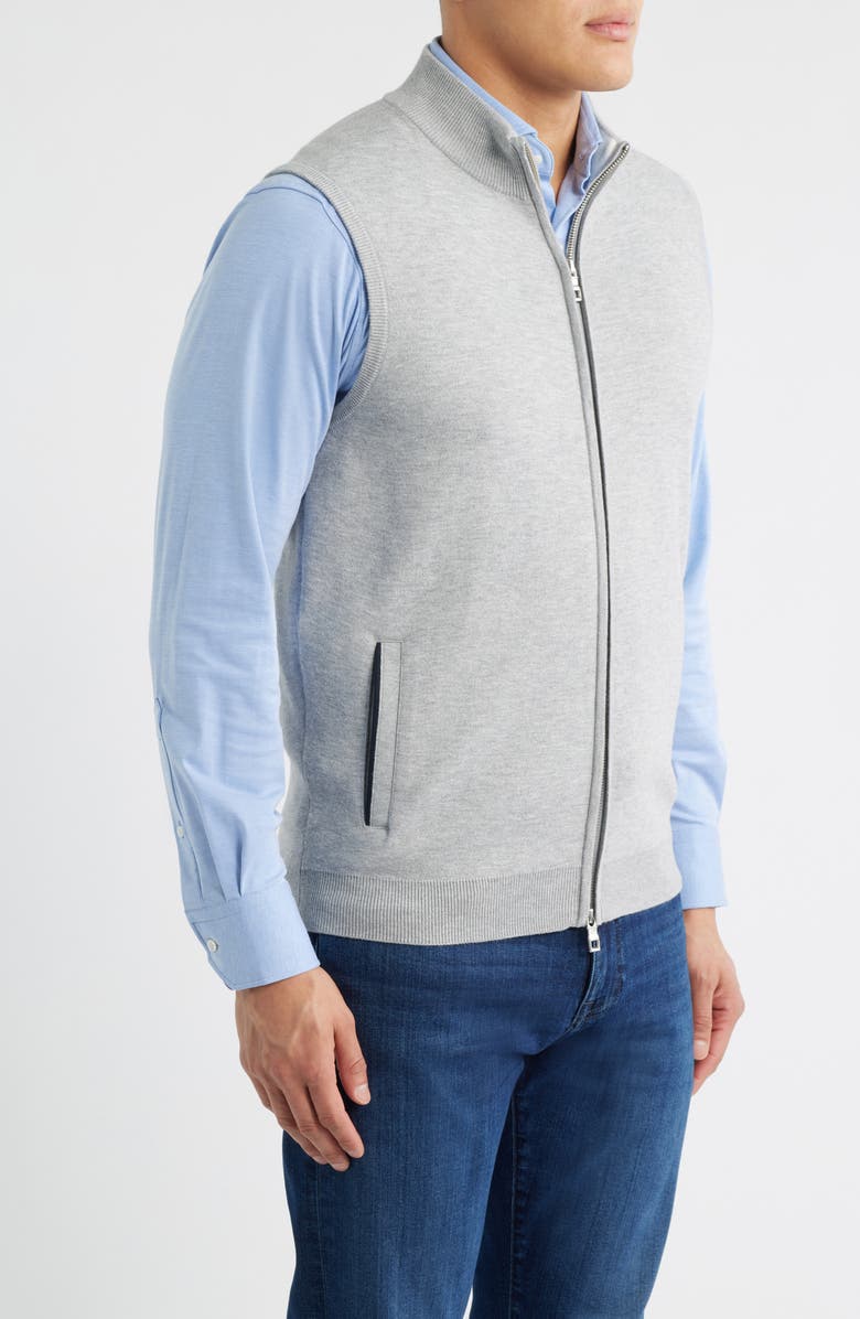Peter Millar Coolspun Performance Full Zip Sweater Vest, Alternate, color, British Grey