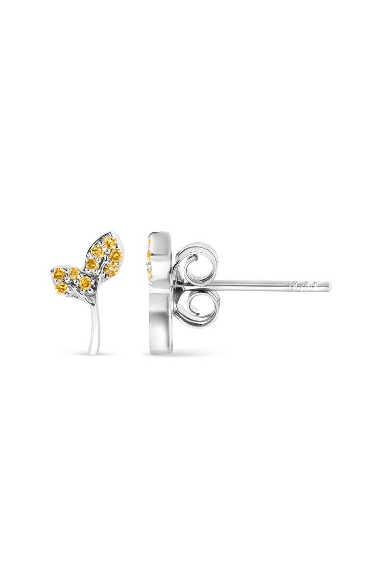 Haus of Brilliance 925 Sterling Silver 1/16ct TDW Yellow Treated Diamond Leaf Earrings, Alternate, color, Silver