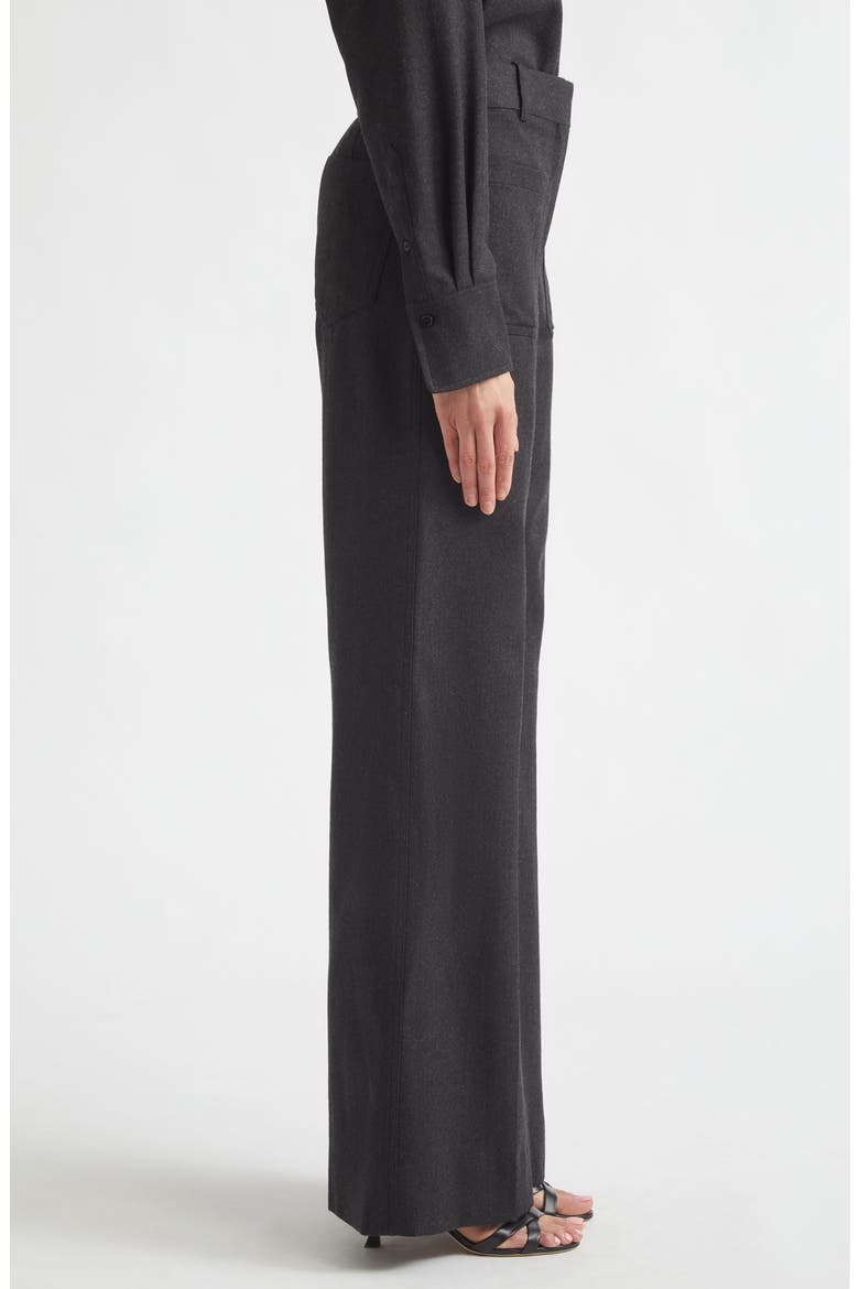 Alina High Waist Wool Flare Trousers, Alternate, color, DARK GREY MELANGE