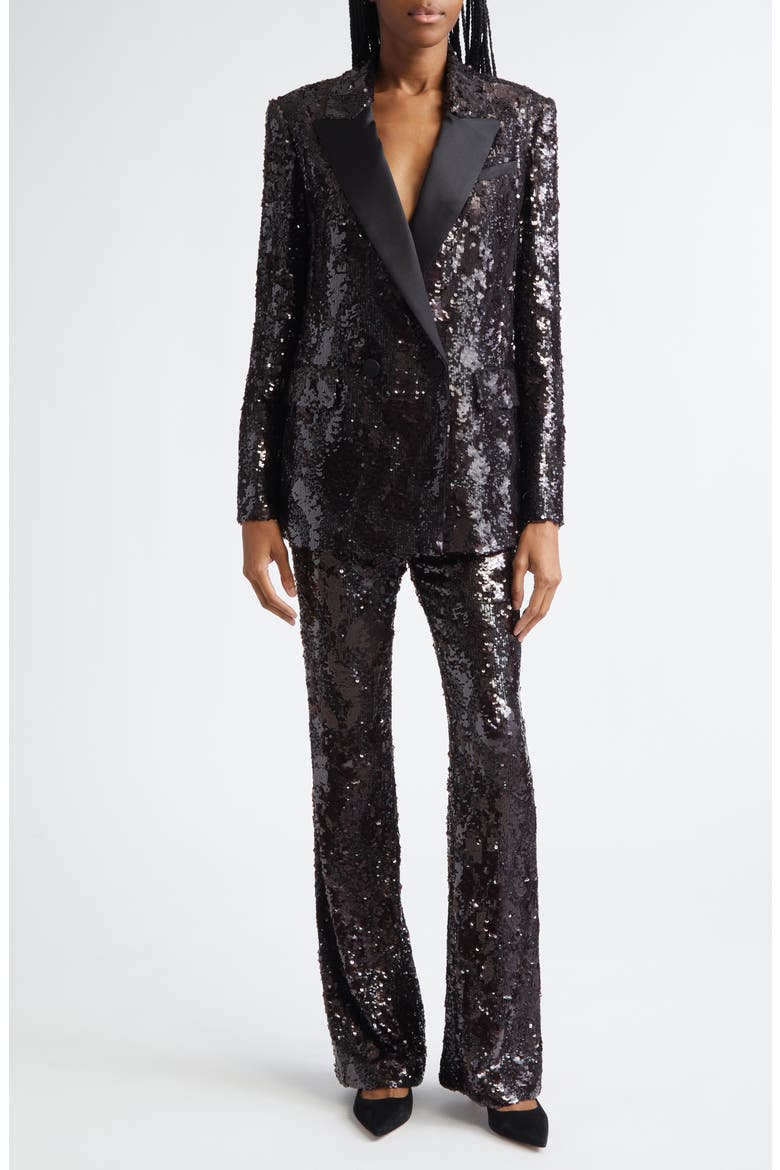 Sevyn Sequin Double Breasted Dickey Evening Jacket, Alternate, color, DARK CURRANT