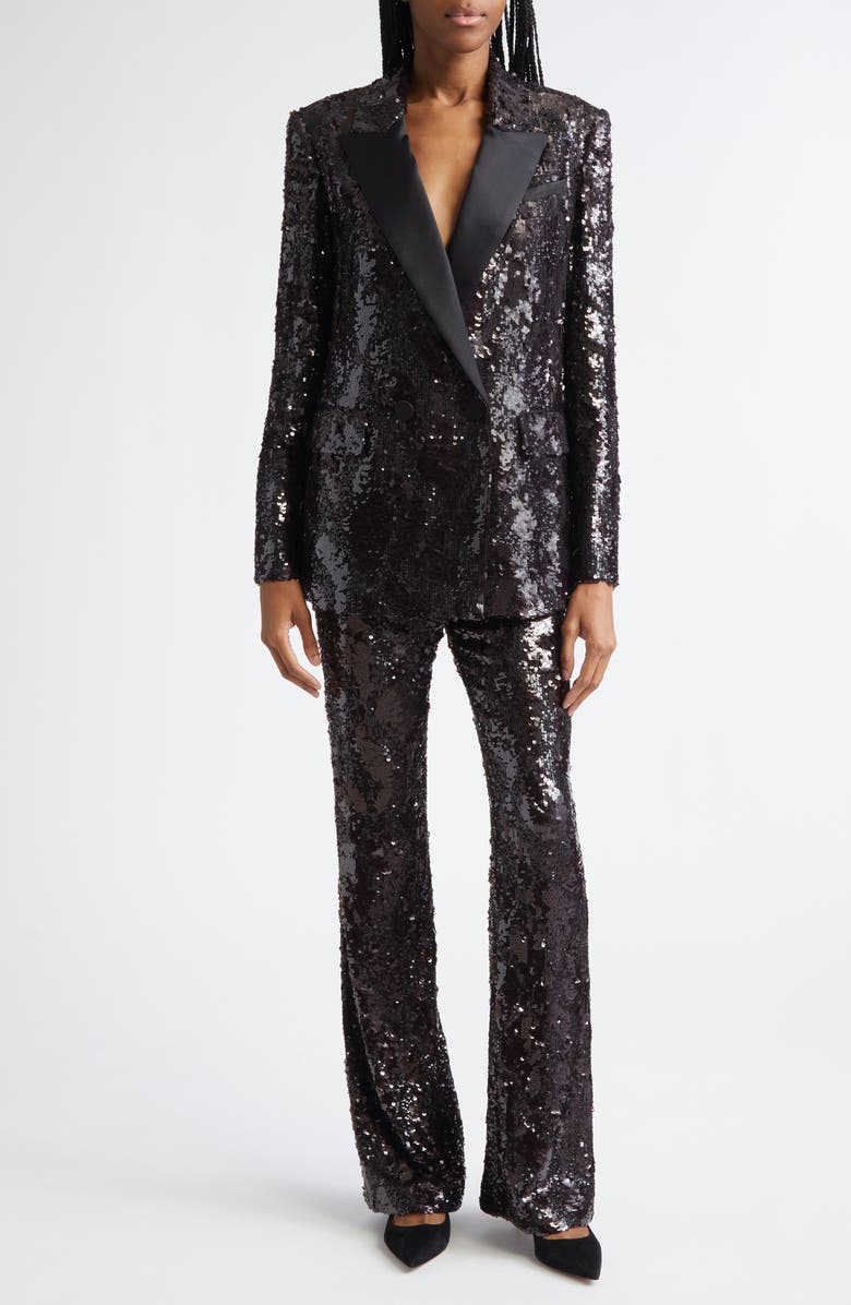 Veronica Beard Sevyn Sequin Double Breasted Dickey Evening Jacket, Alternate, color, Dark Currant
