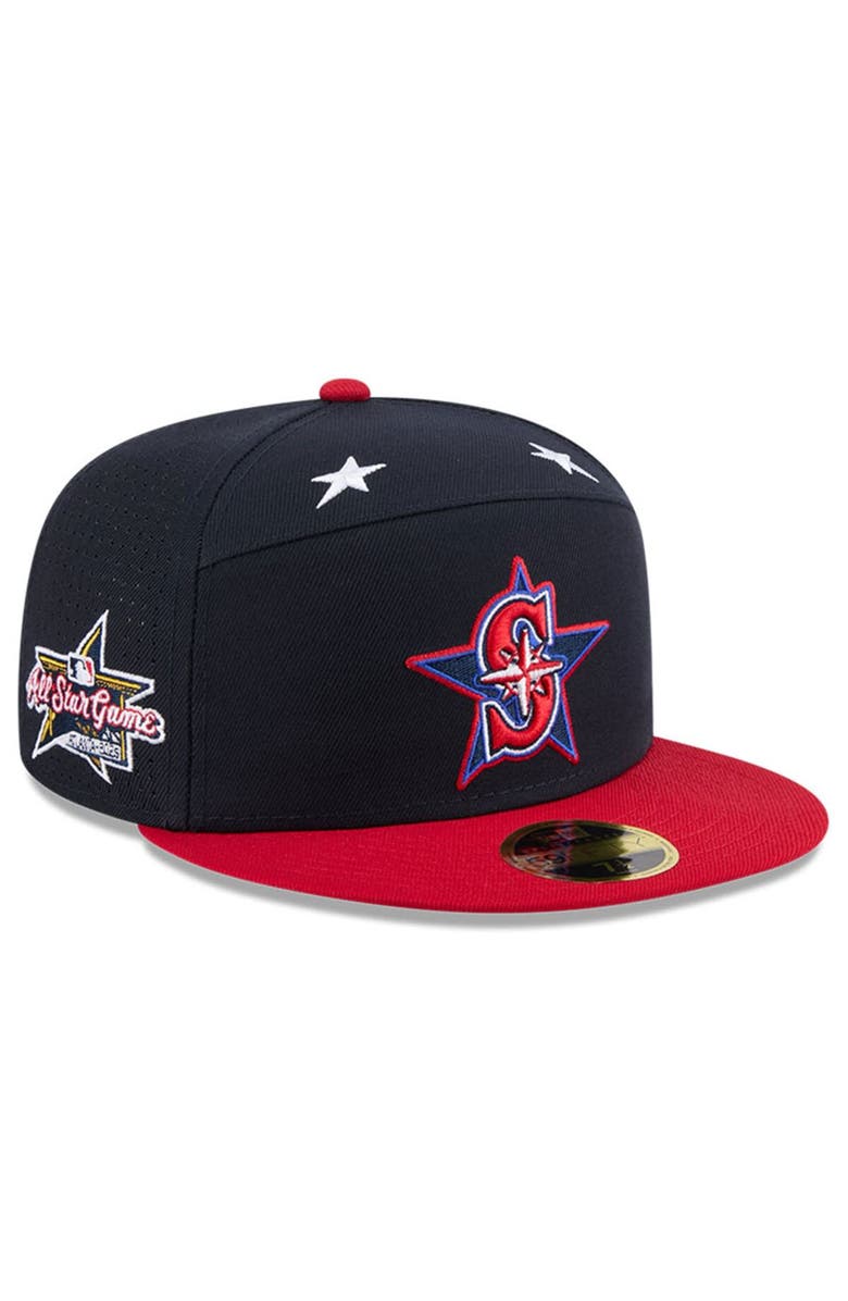 New Era Men's New Era Navy/Red Seattle Mariners 2025 MLB All-Star Game Workout Side Patch 59FIFTY Fitted Hat, Main, color,