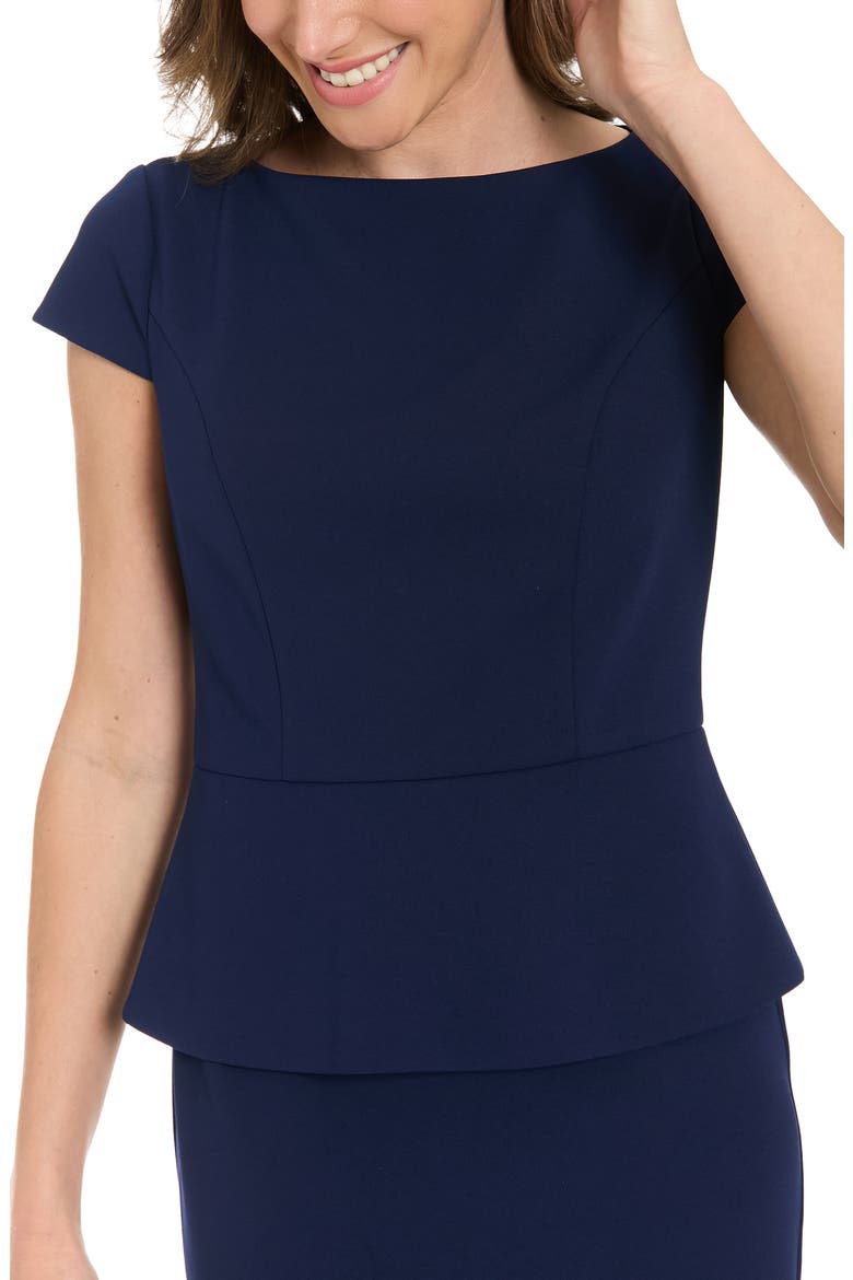 Cap Sleeve Peplum Sheath Dress, Alternate, color, MARITIME NAVY