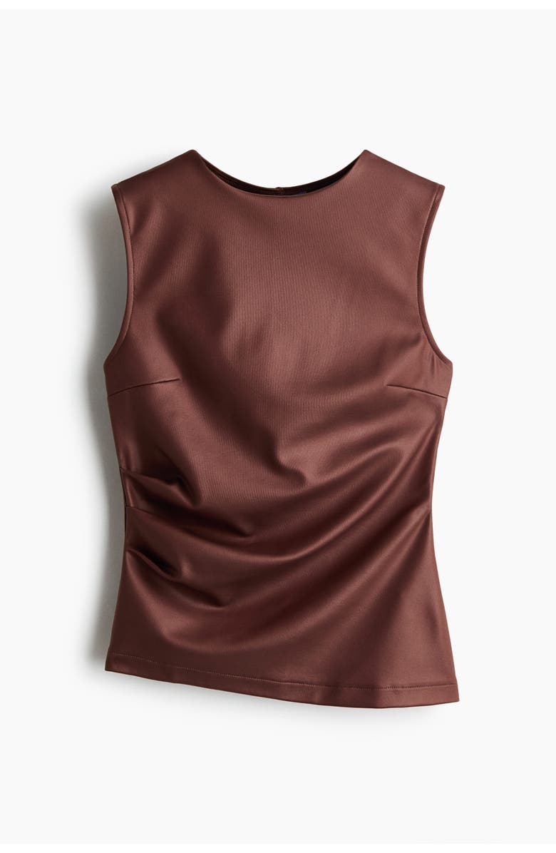 H&M Coated Jersey Top, Main, color, Dark Brown