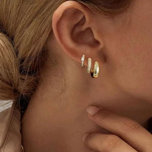 Hollywood Sensation Dainty Huggie Hoop Earrings -3 Pairs In Gold