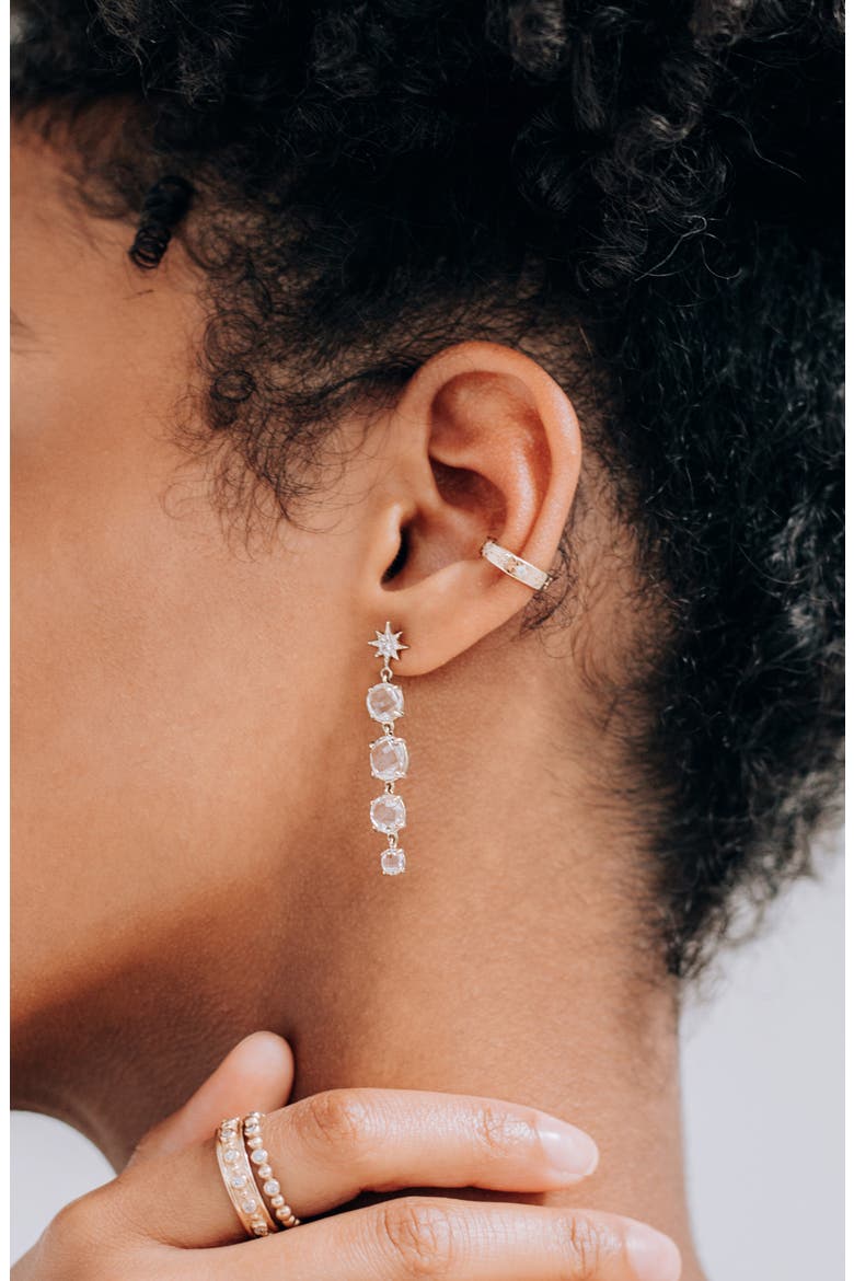North Star Drop Earrings, Alternate, color, SILVER
