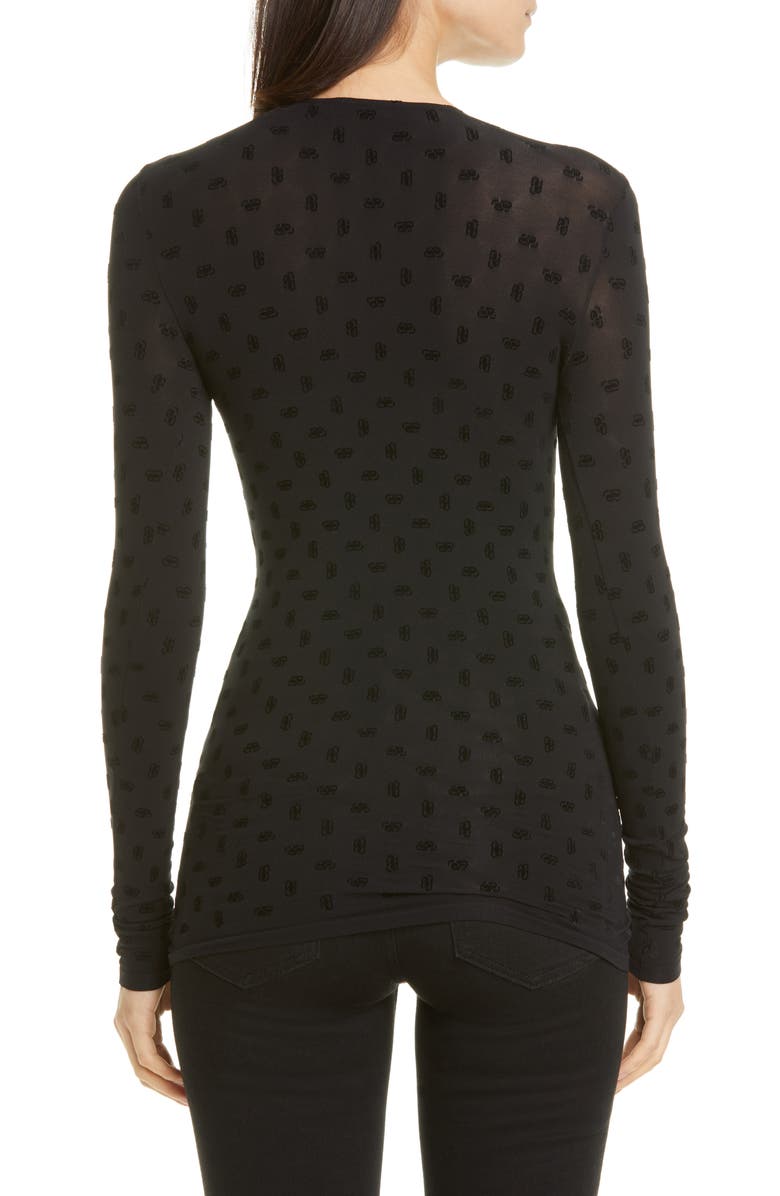 Balenciaga Flocked BB Logo T-Shirt, Alternate, color,