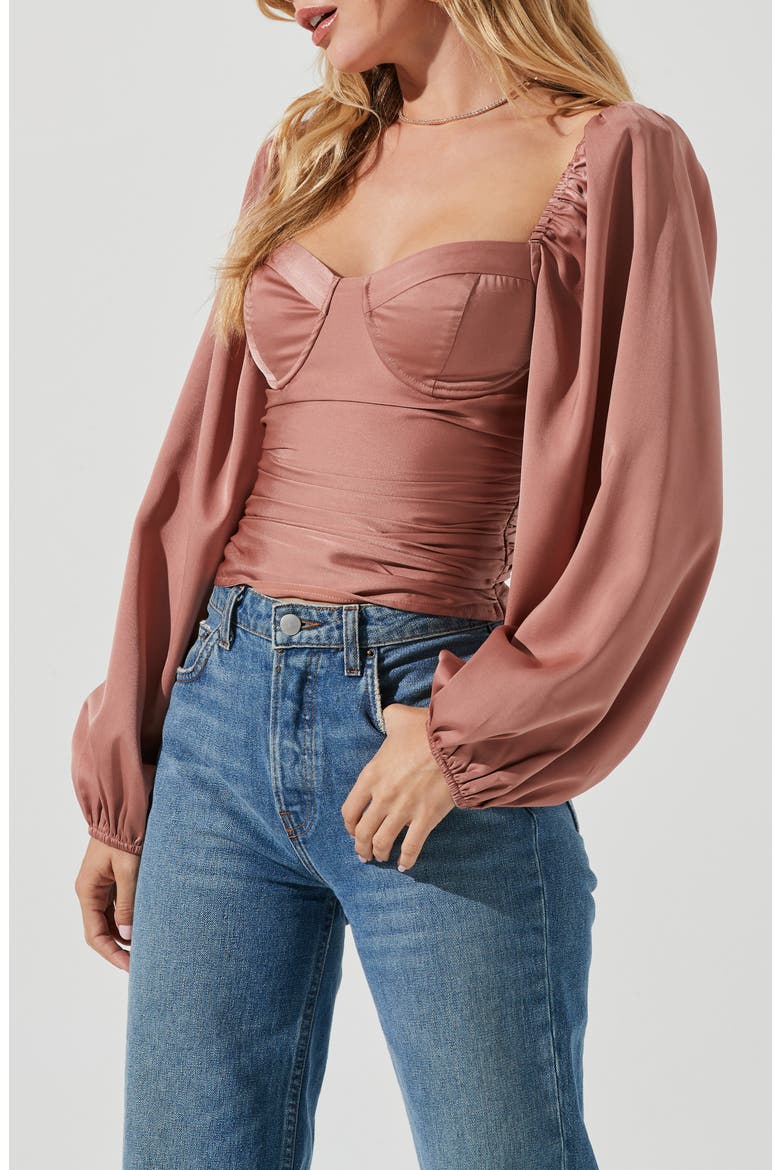 Milkmaid Tie Back Blouse, Alternate, color, DARK BLUSH