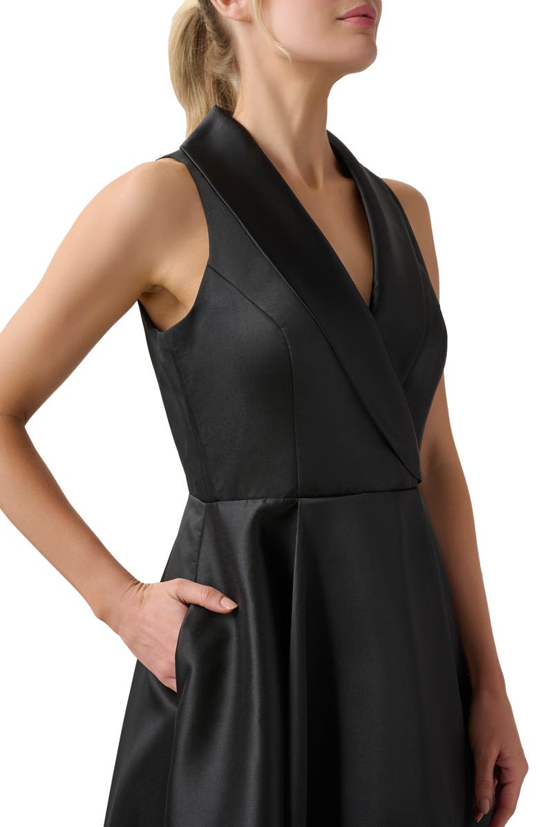 Adrianna Papell Tuxedo High-Low Satin Gown, Alternate, color, 