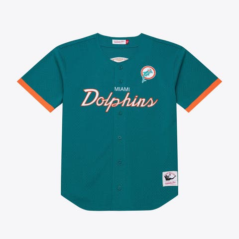 Men's Mitchell & Ness  Aqua Miami Dolphins Head Coach Mesh Full-Button Fashion Jersey