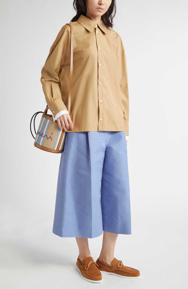 Marni Pleated High Waist Wide Leg Virgin Wool Crop Trousers, Alternate, color, 