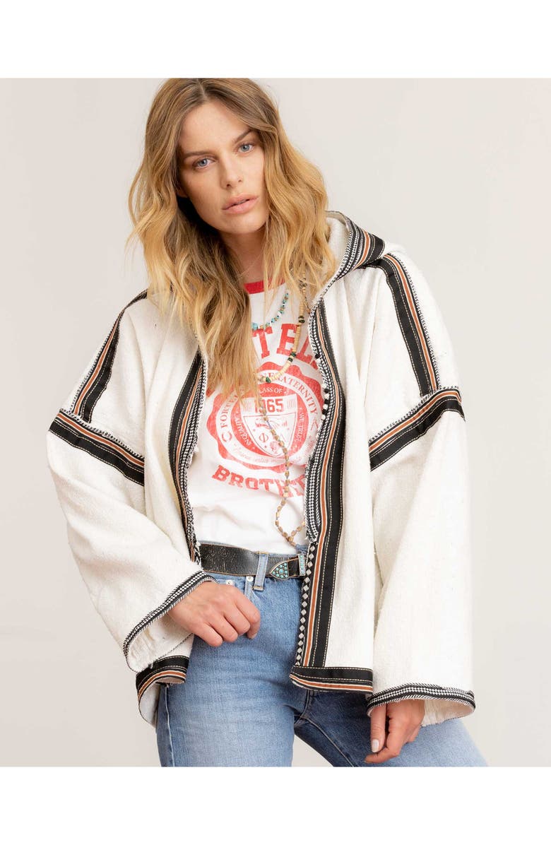 Fortela Cotton Poncho, Alternate, color, White