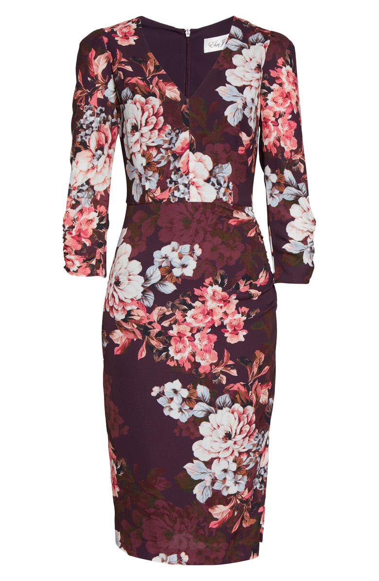 Eliza J Floral Long Sleeve Sheath Dress, Alternate, color, 