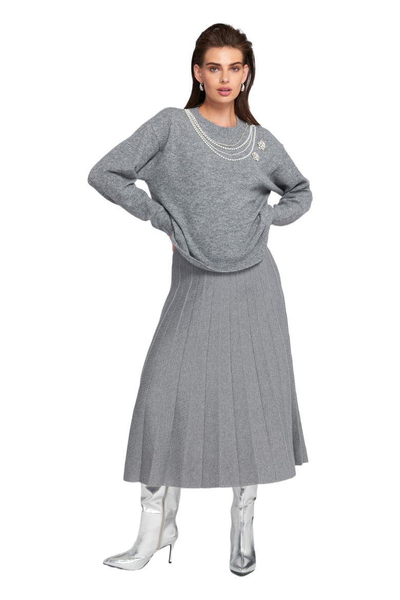 Embellished Sweater Pullover, Main, color, Grey