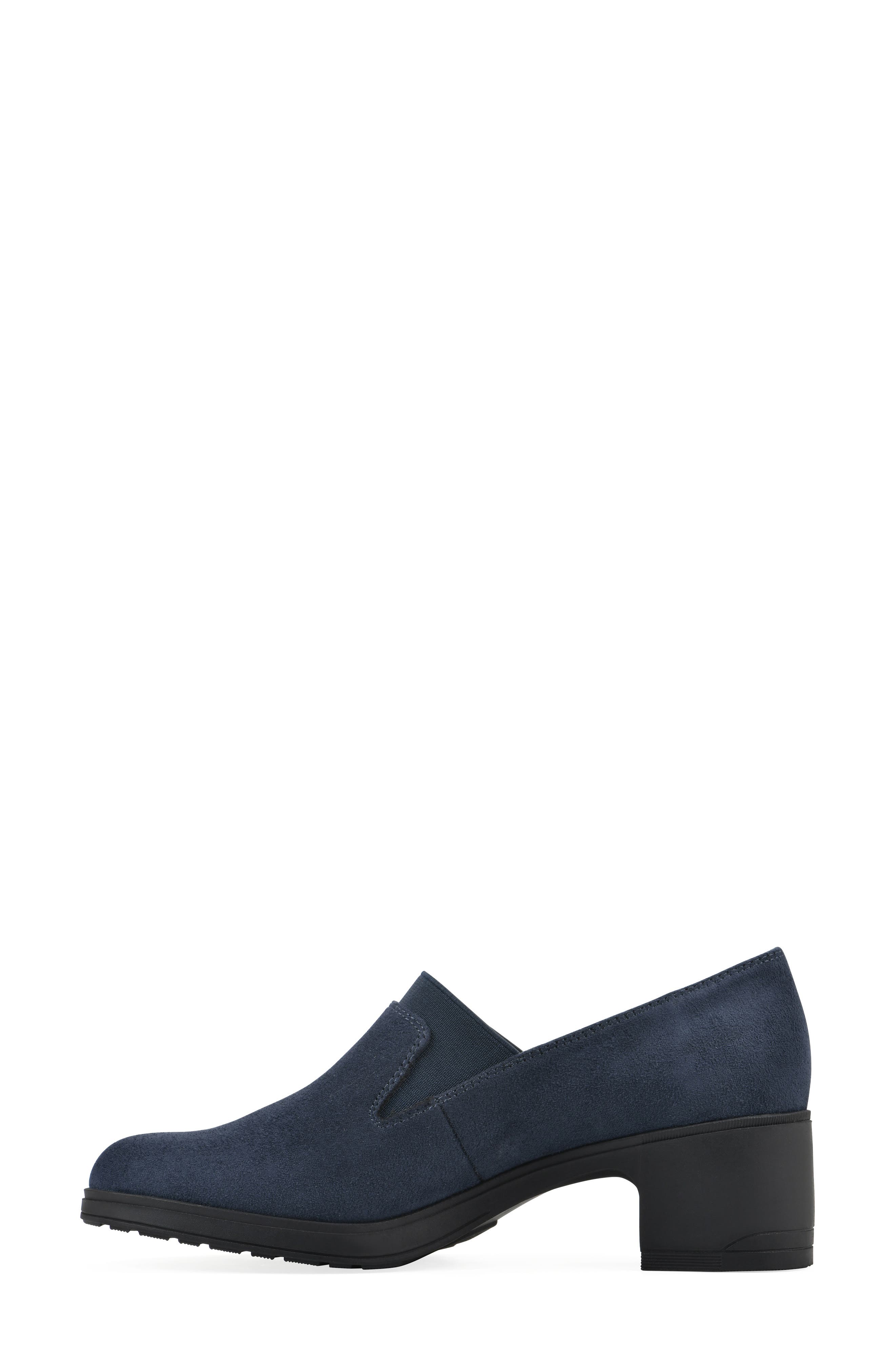CLIFFS BY WHITE MOUNTAIN Hunton Block Heel Loafer Pump - Wide Width, Alternate, color, Navy Suedette