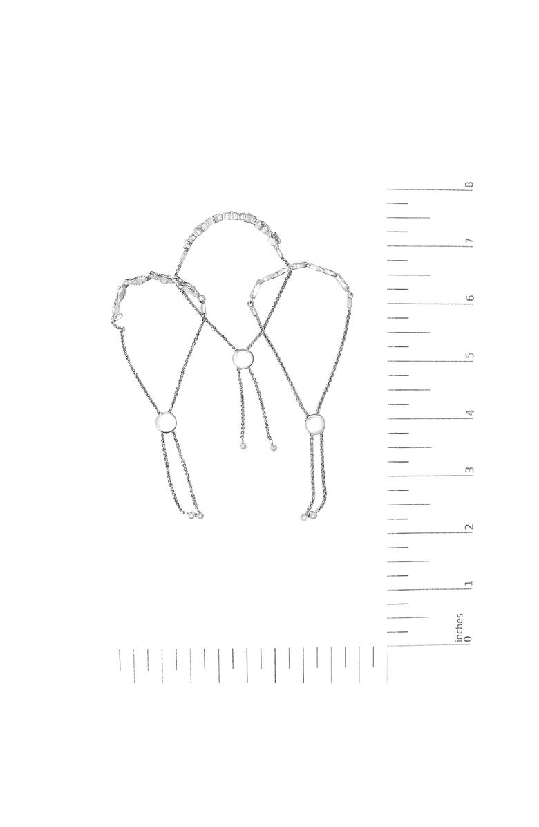 Haus of Brilliance Sterling Silver Diamond Accent 3 Piece Adjustable Bolo Bracelet Set, Alternate, color, Silver