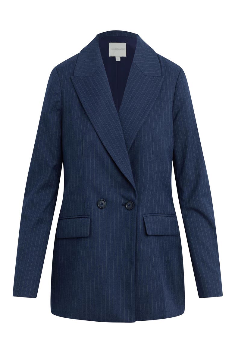 Suits You Pinstriped Double Breasted Blazer, Alternate, color, MARINE PINSTRIPE