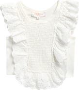 Truly Me Kids' Eyelet Ruffle Smocked Top