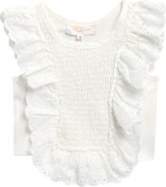 Truly Me Kids' Eyelet Ruffle Smocked Top