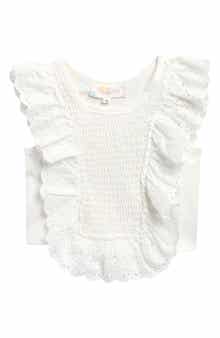 Kids' Eyelet Ruffle Smocked Top