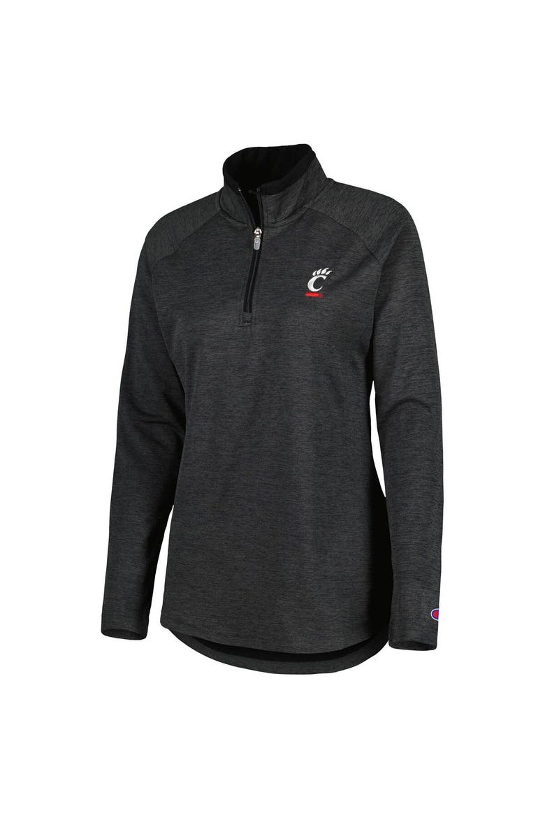 Women's Champion Black Cincinnati Bearcats Core Raglan Quarter-Zip Jacket, Alternate, color, Heather Black