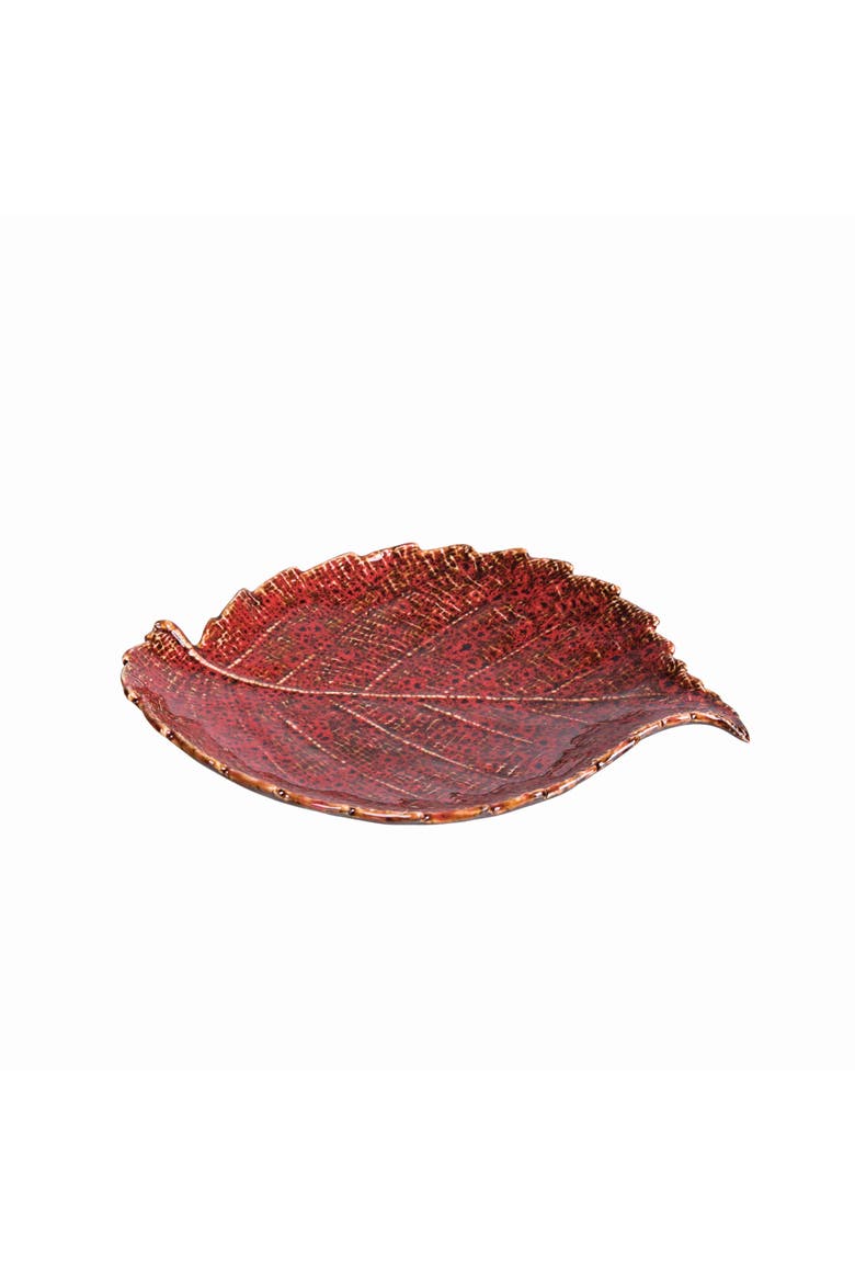 Red Large Leaf Plate, Alternate, color, Red