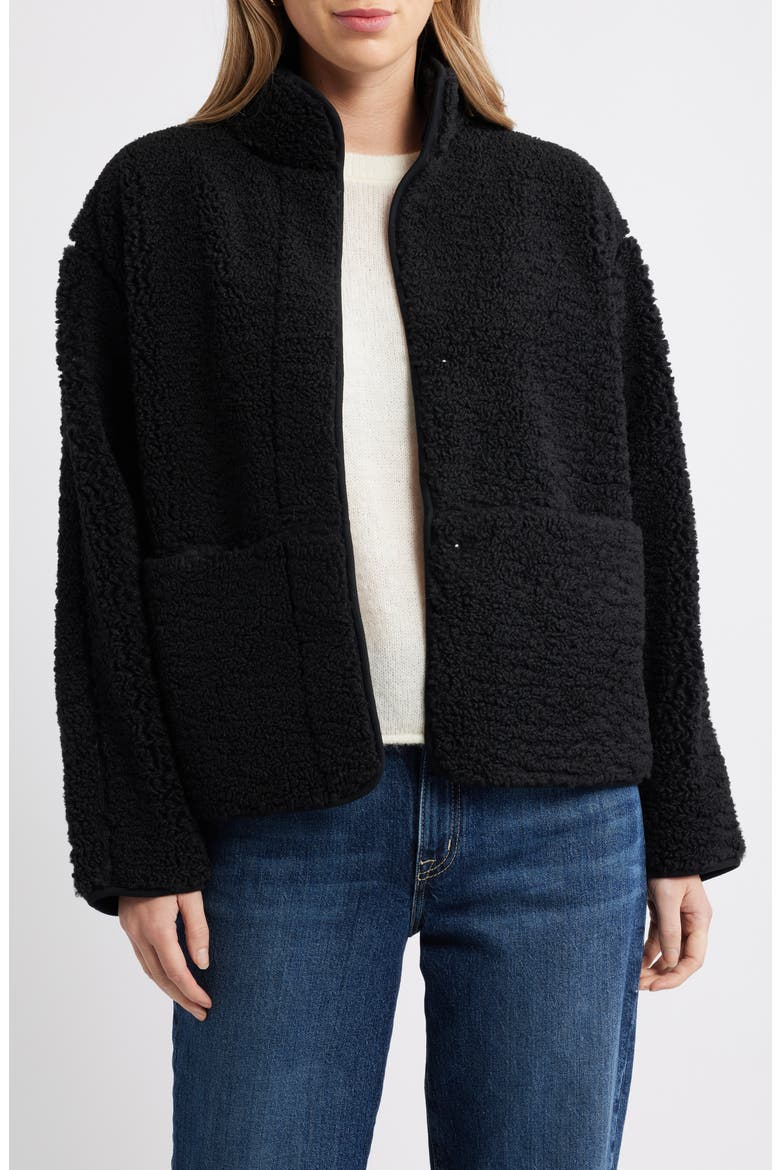 Faux Shearling Jacket, Main, color, BLACK