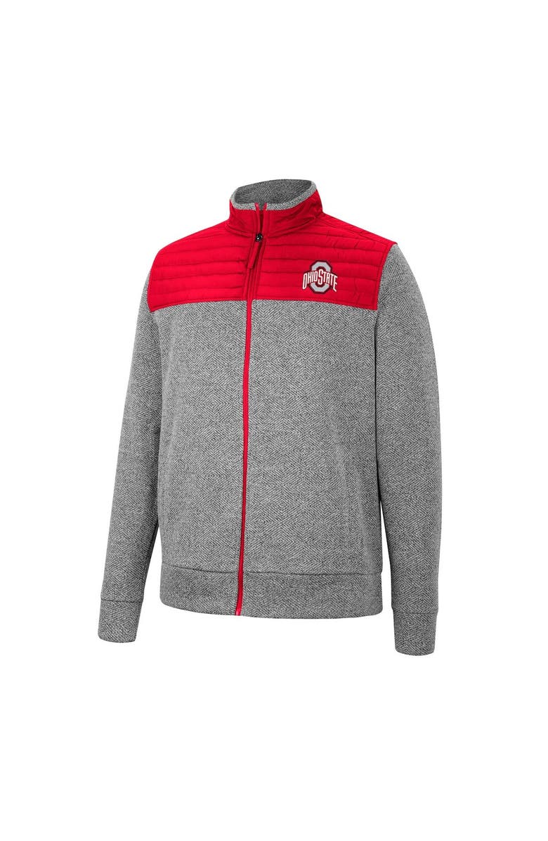 COLOSSEUM Men's Colosseum Gray/Scarlet Ohio State Buckeyes Putter Herringbone Full-Zip Jacket, Alternate, color, Charcoal